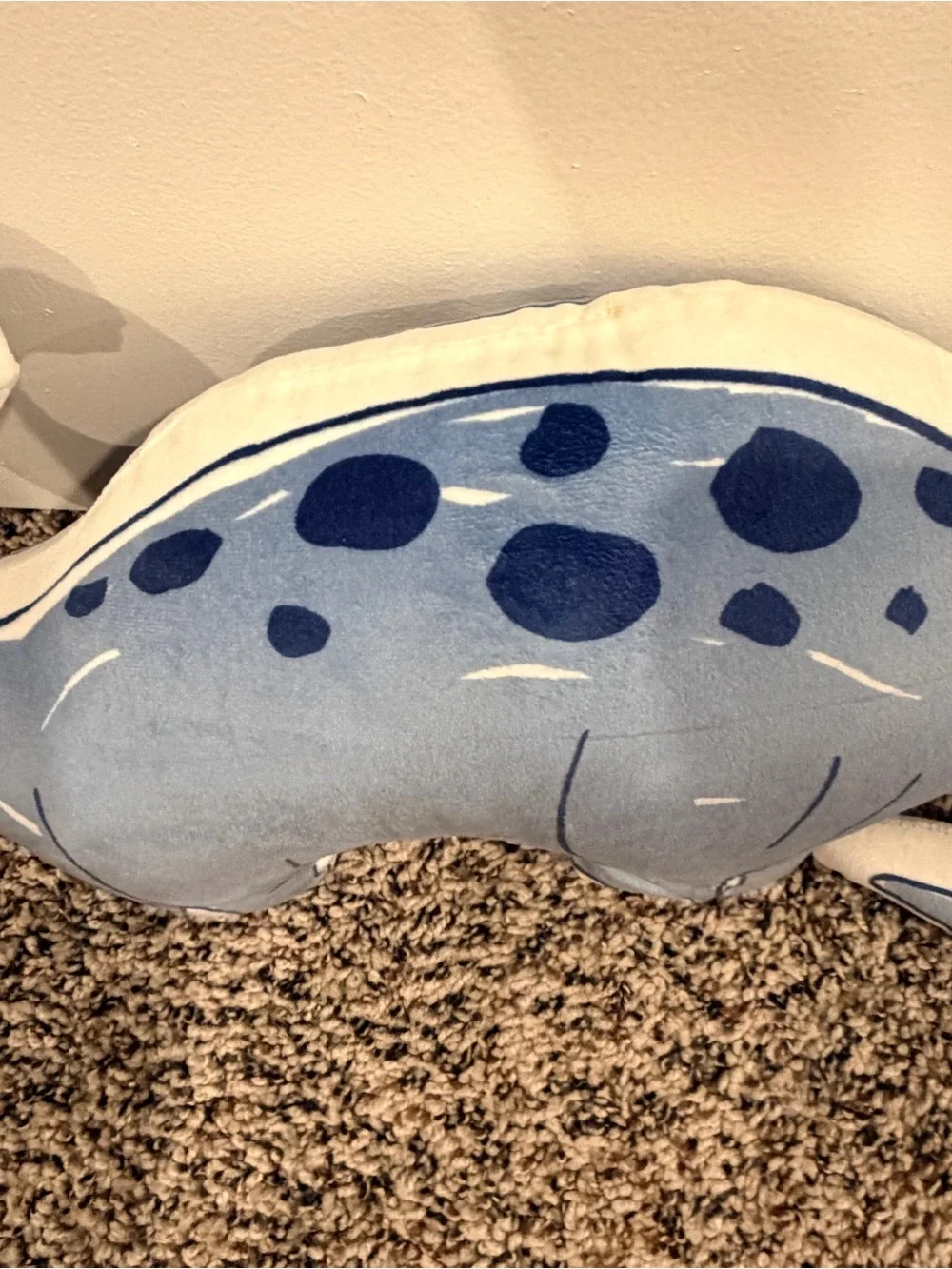 Blue Dino Plush Accent Pillow - Cute Decorative Throw